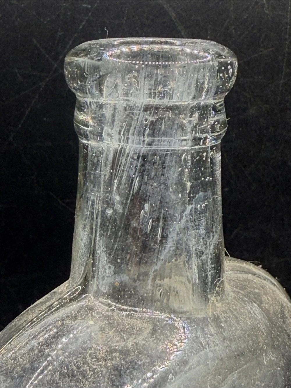 Antique WARRANTED Embossed Glass Flask Bottle Collectible Vessel Americana Decor